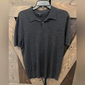 James Perse 100% Cashmere Charcoal Polo Shirt
